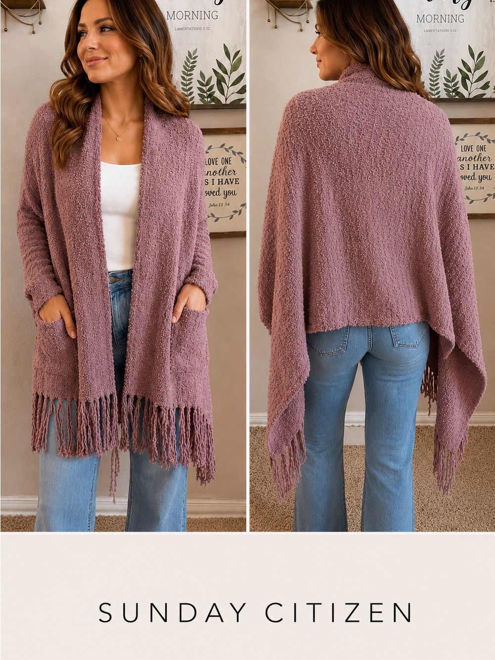 Sunday Citizen Plush Scarf Wrap Dusty Mauve Plum NWT - Picture 10 of 10